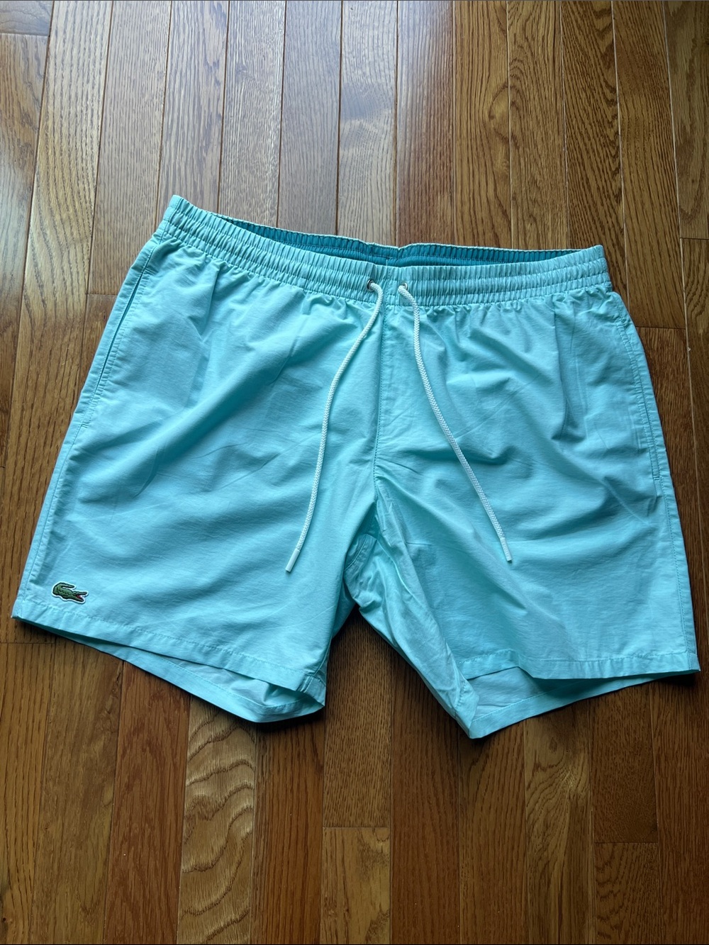Lacoste Men's Aqua Blue Swim Trunks